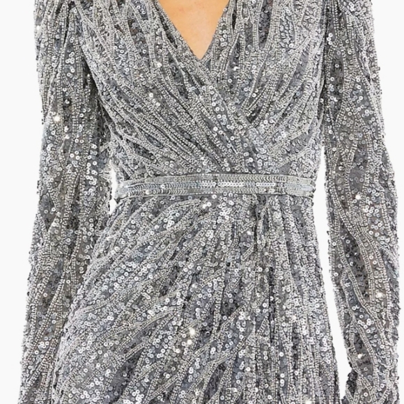 Mac DuggalEmbellished Faux Wrap Midi-Dress - Picture 4 of 5